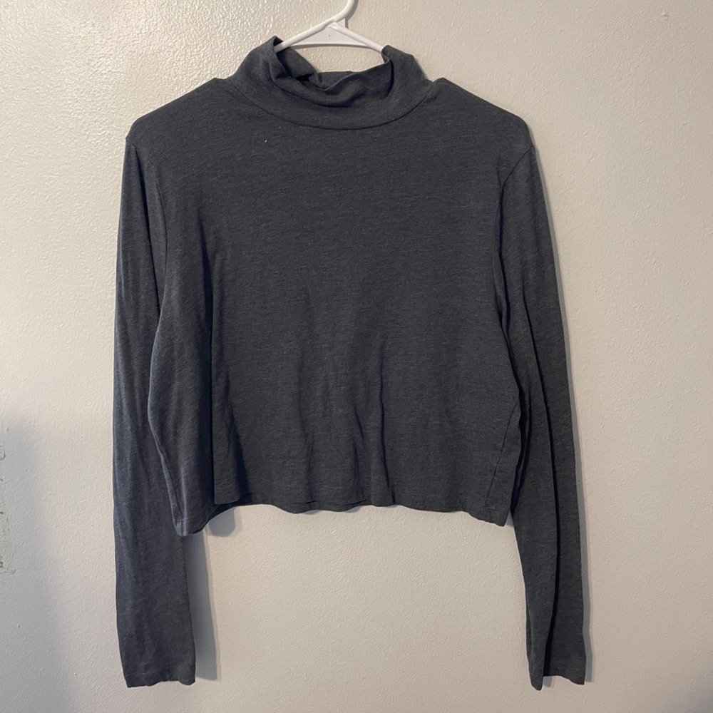 Gray Long Sleeve Crop Top
